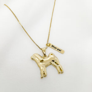 Colar Shar-pei com plaquinha folheado a ouro