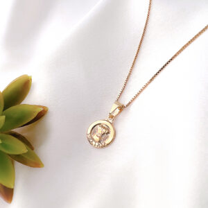 Colar com medalha vira-lata mini folheado a ouro