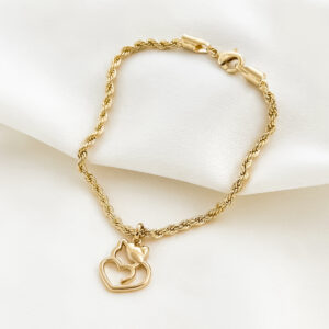 Pulseira cordão baiano com pingente amor felino