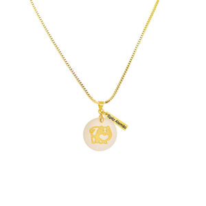 Colar Spitz Alemão Madrepérola folheado a ouro