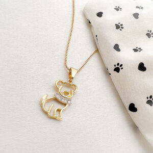 Colar cachorrinho coleira com cristais folheado a ouro