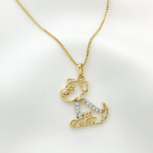 Colar de cachorrinho cravejado folheado a ouro