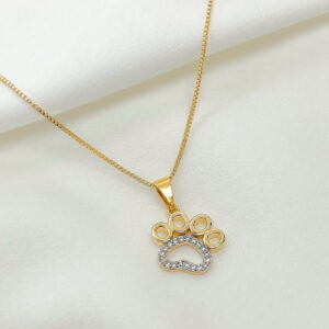 Colar de patinha com almofadinha cravejada