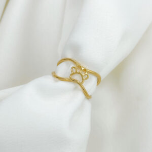 Anel duplo com patinha vazada folheado a ouro