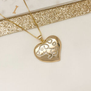 Colar Dog love luxo com zircônias folheado a ouro