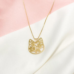 Colar de gato floral folheado a ouro