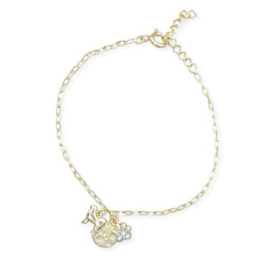 Pulseira My pet com mini patinha cravejada folheada a ouro